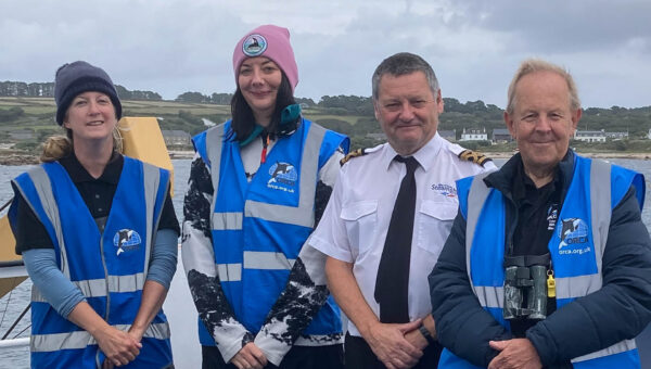 Scillonian III Master David Redgrave with members of the ORCA survey team