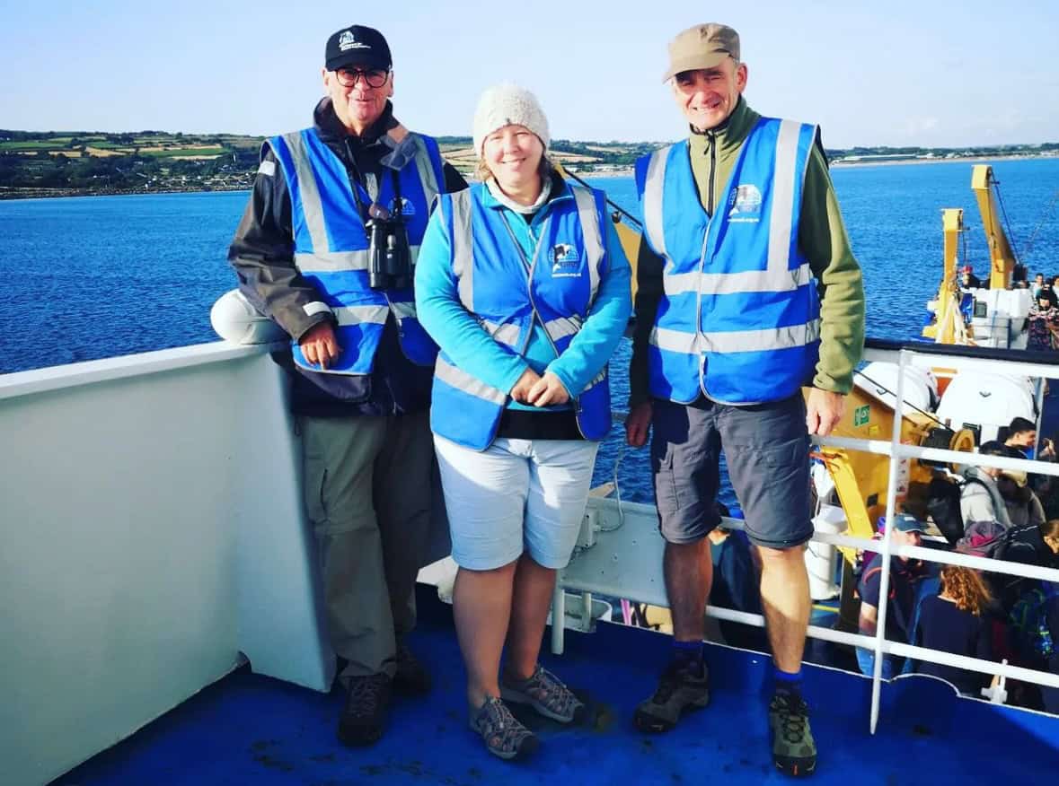 photo shows members of the ORCA survey team on board Scillonian III